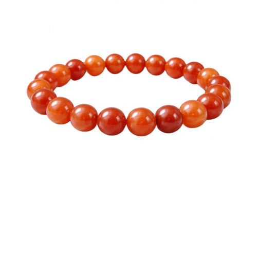 Suvarnika Natural Crystal 8mm Carnelian Bracelet (Red)