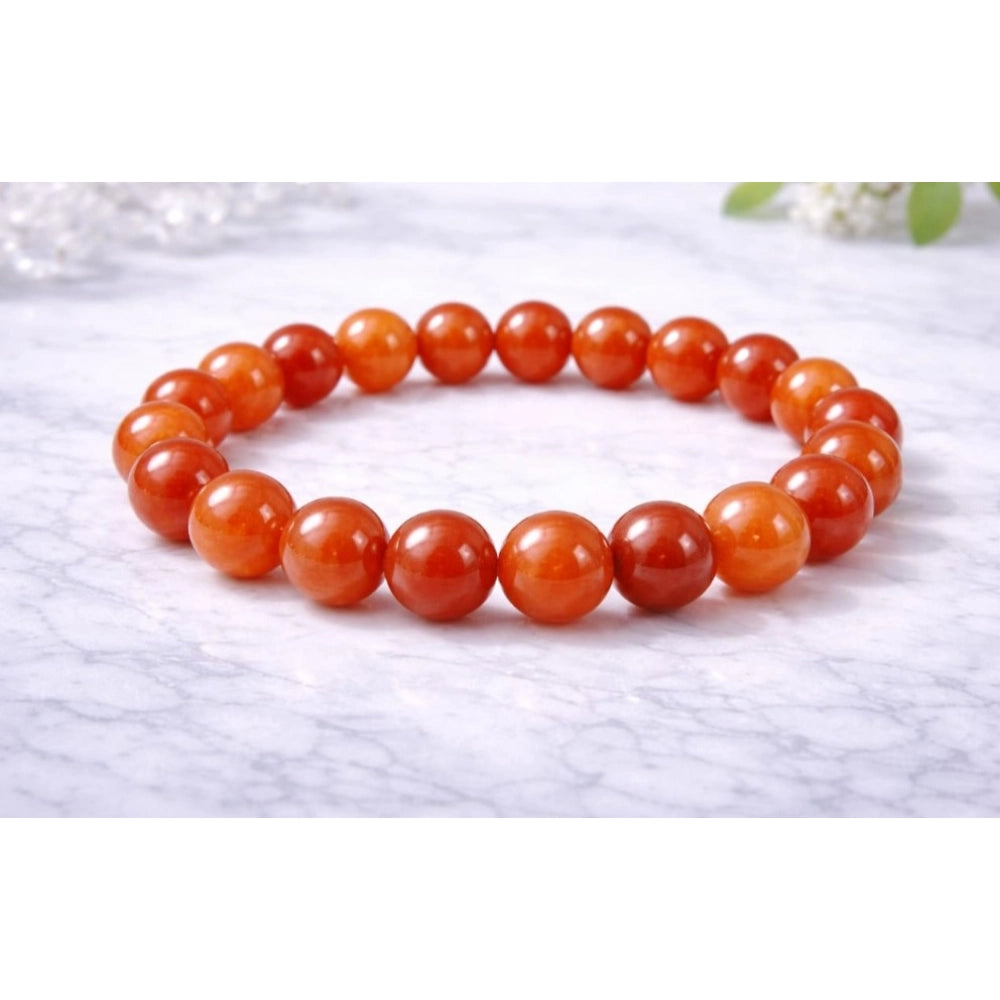 Suvarnika Natural Crystal 8mm Carnelian Bracelet (Red)