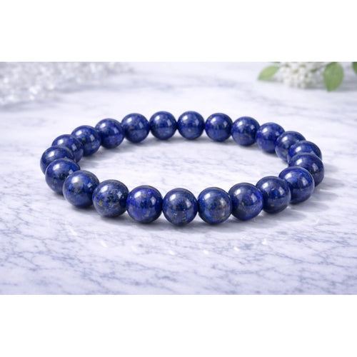 Suvarnika Natural Crystal 8mm Lapis Lazuli Bracelet (Dark Purple)