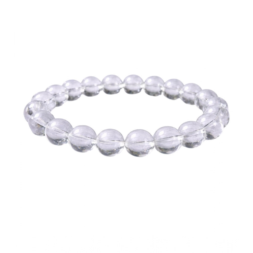Suvarnika Natural Crystal 8mm Clear Quartz Bracelet (White)