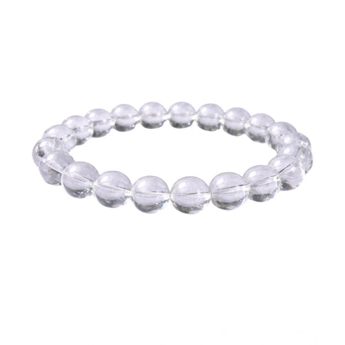 Suvarnika Natural Crystal 8mm Clear Quartz Bracelet (White)
