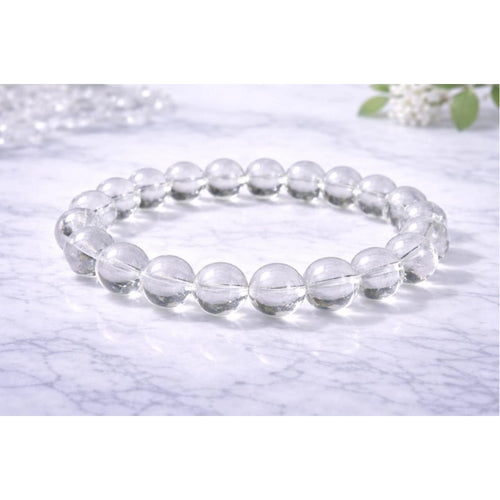 Suvarnika Natural Crystal 8mm Clear Quartz Bracelet (White)