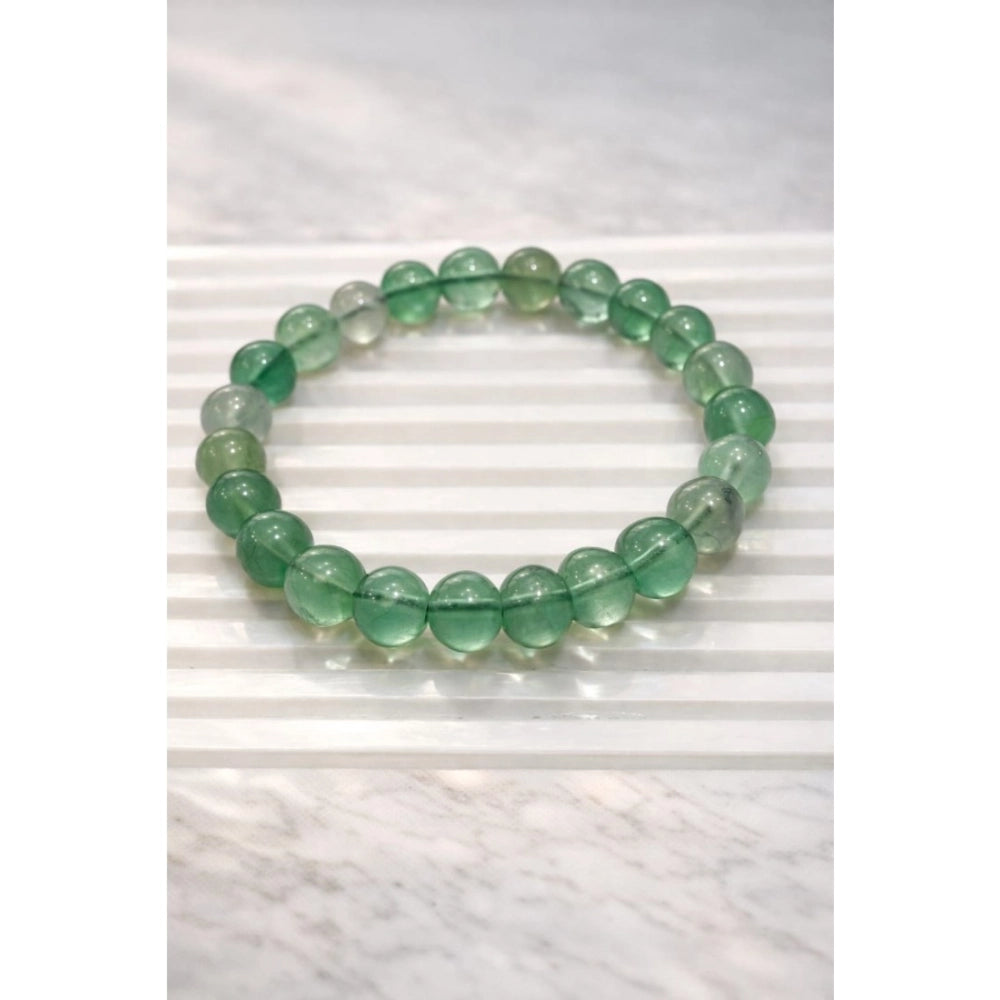 Suvarnika Natural Crystal 8mm Fluorite Bracelet  (Green)