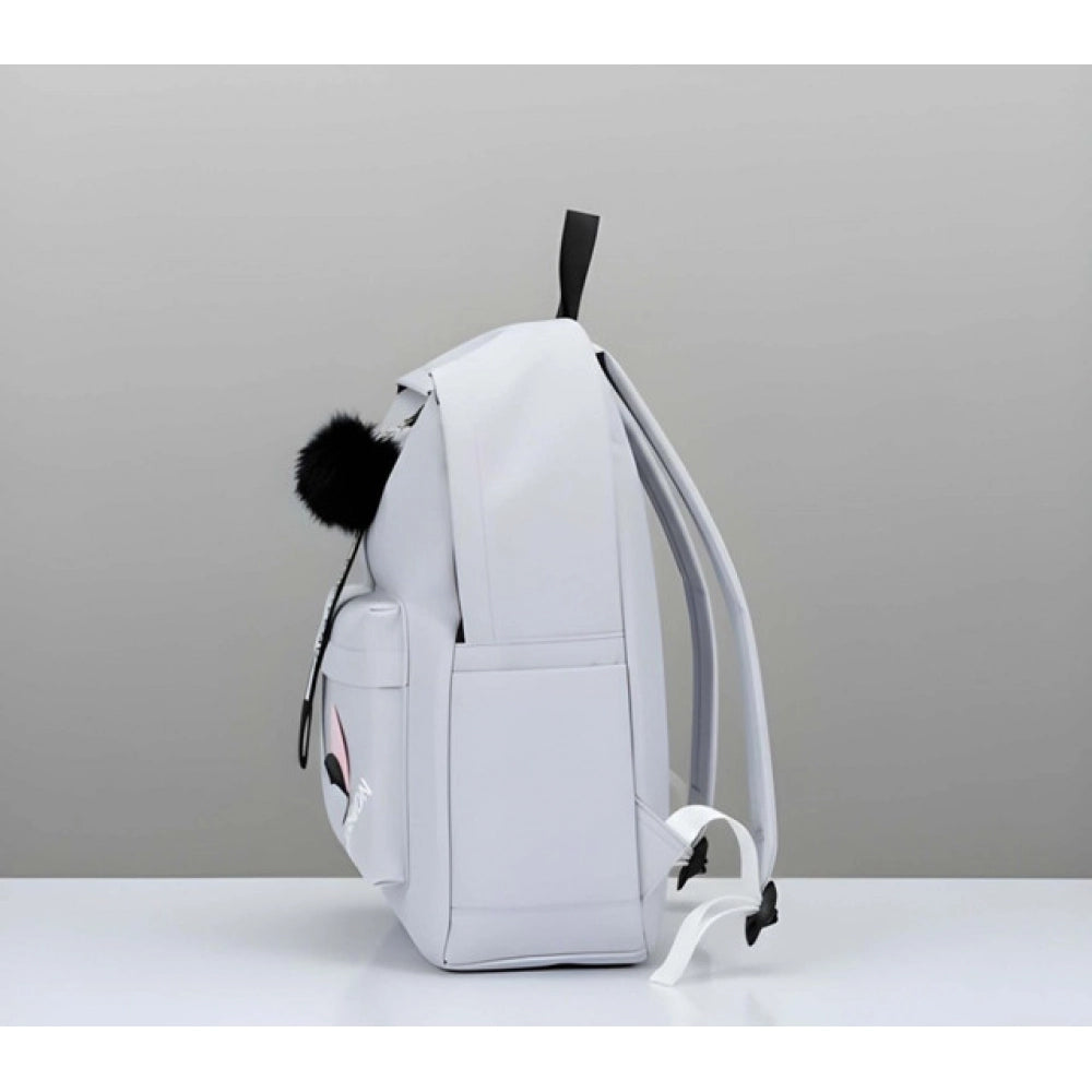 Suvarnika Unisex PU Leather Solid Medium Zipper Backpack (Grey)