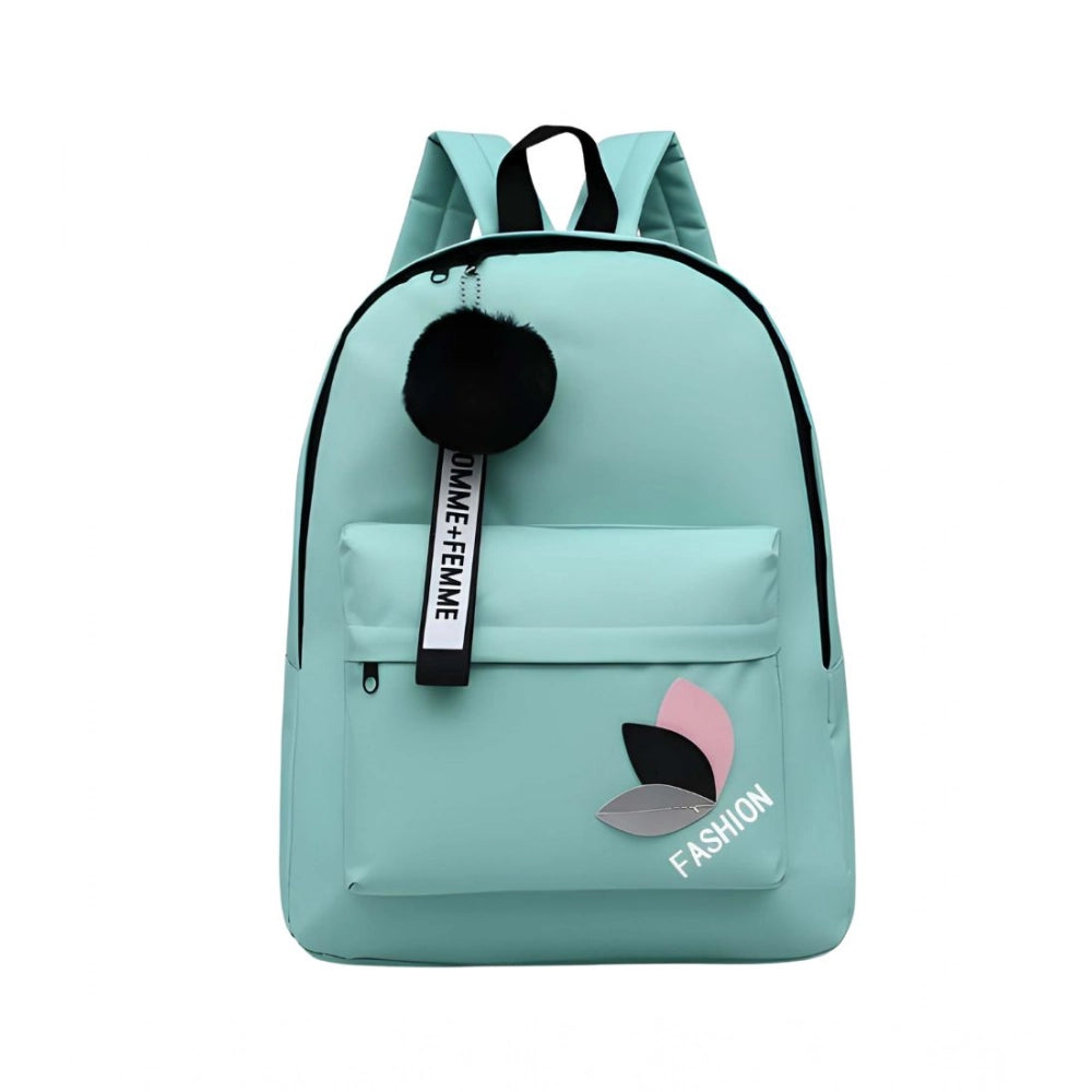 Suvarnika Unisex PU Leather Solid Medium Zipper Backpack (Green)