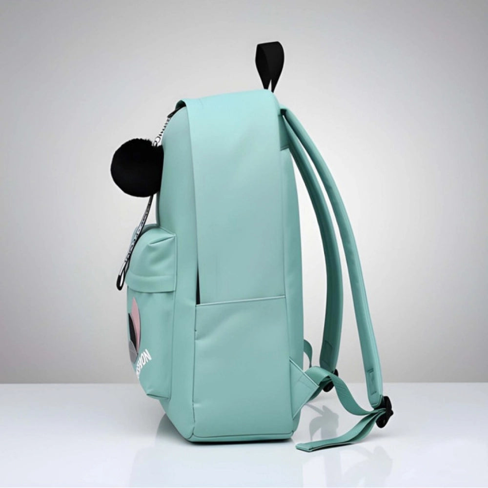 Suvarnika Unisex PU Leather Solid Medium Zipper Backpack (Green)