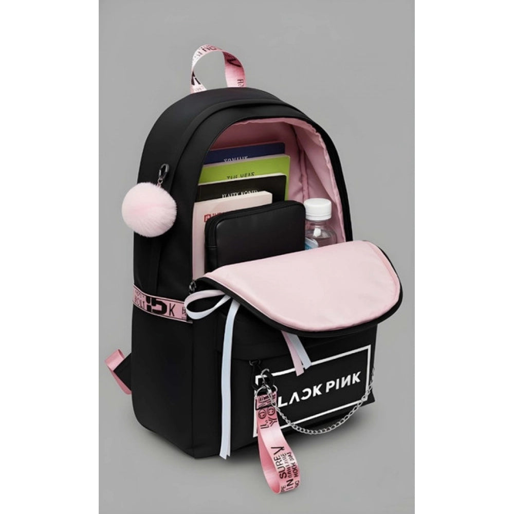 Suvarnika Unisex PU Leather Solid Medium Zipper Backpack (Black)