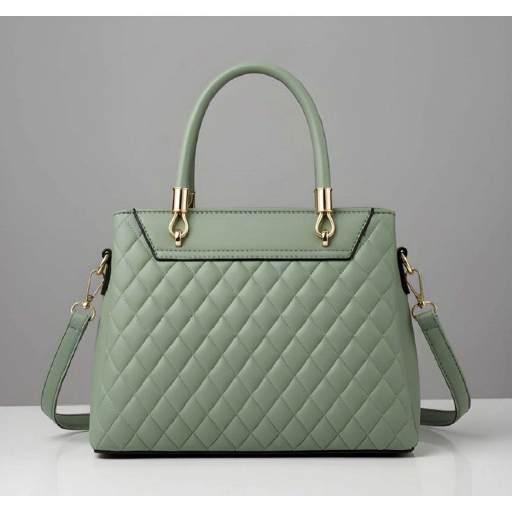 Suvarnika Women's PU Leather Solid Shoulder Zipper Handbag (Green)
