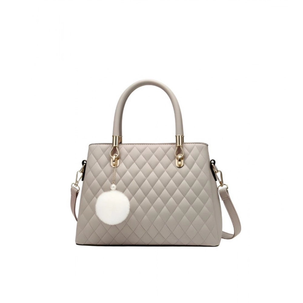 Suvarnika Women's PU Leather Solid Shoulder Zipper Handbag (Grey)