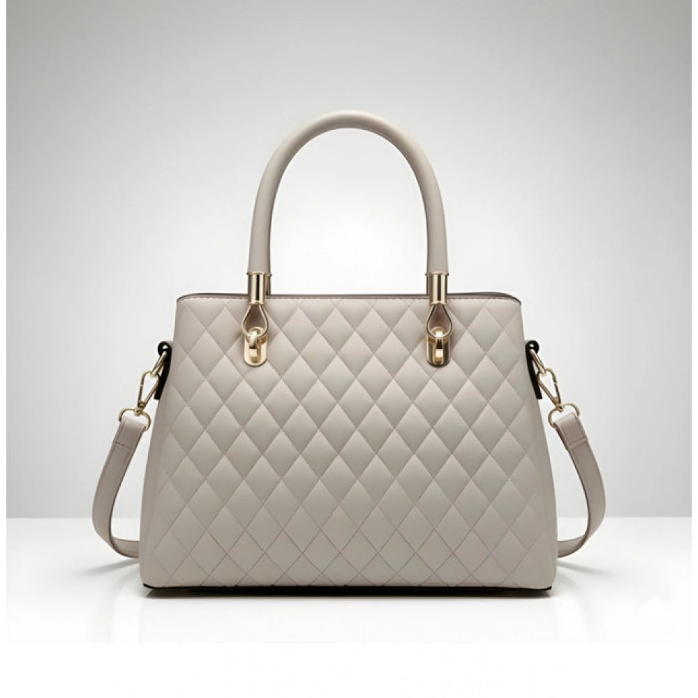 Suvarnika Women's PU Leather Solid Shoulder Zipper Handbag (Grey)