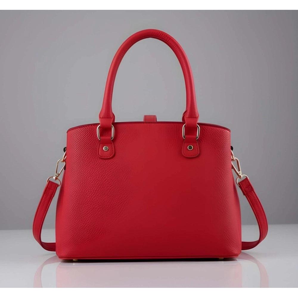 Suvarnika Women's PU Leather Solid Shoulder Zipper Handbag (Red)