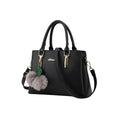 Suvarnika Women's PU Leather Solid Shoulder Zipper Handbag (Black)