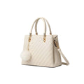 Suvarnika Women's PU Leather Solid Shoulder Zipper Handbag (Cream)
