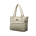 Suvarnika Women's PU Leather Solid Shoulder Zipper Handbag (Cream)