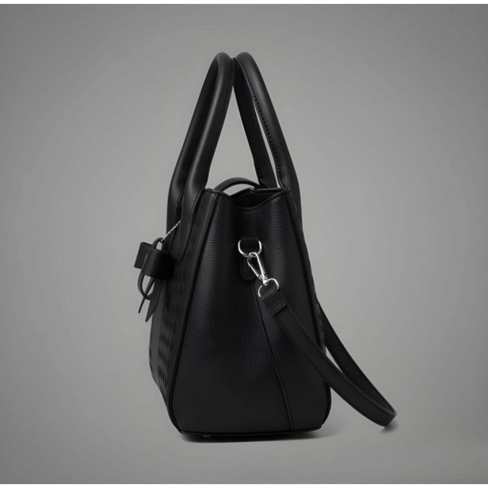Suvarnika Women's PU Leather Solid Shoulder Zipper Handbag (Black)