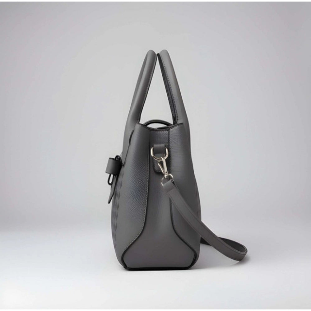 Suvarnika Women's PU Leather Solid Shoulder Zipper Handbag (Grey)