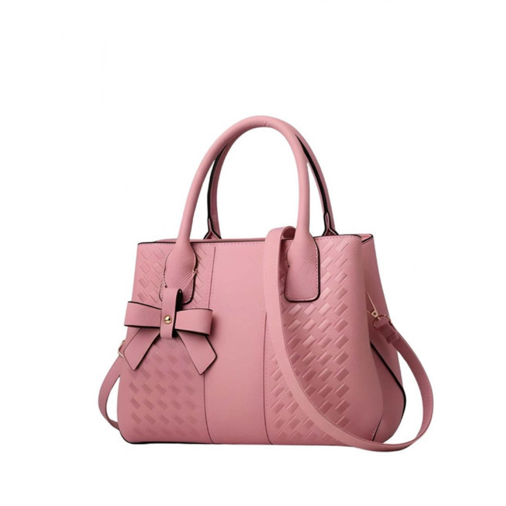 Suvarnika Women's PU Leather Solid Shoulder Zipper Handbag (Pink)