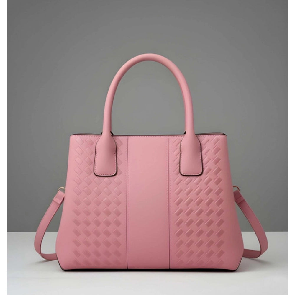 Suvarnika Women's PU Leather Solid Shoulder Zipper Handbag (Pink)