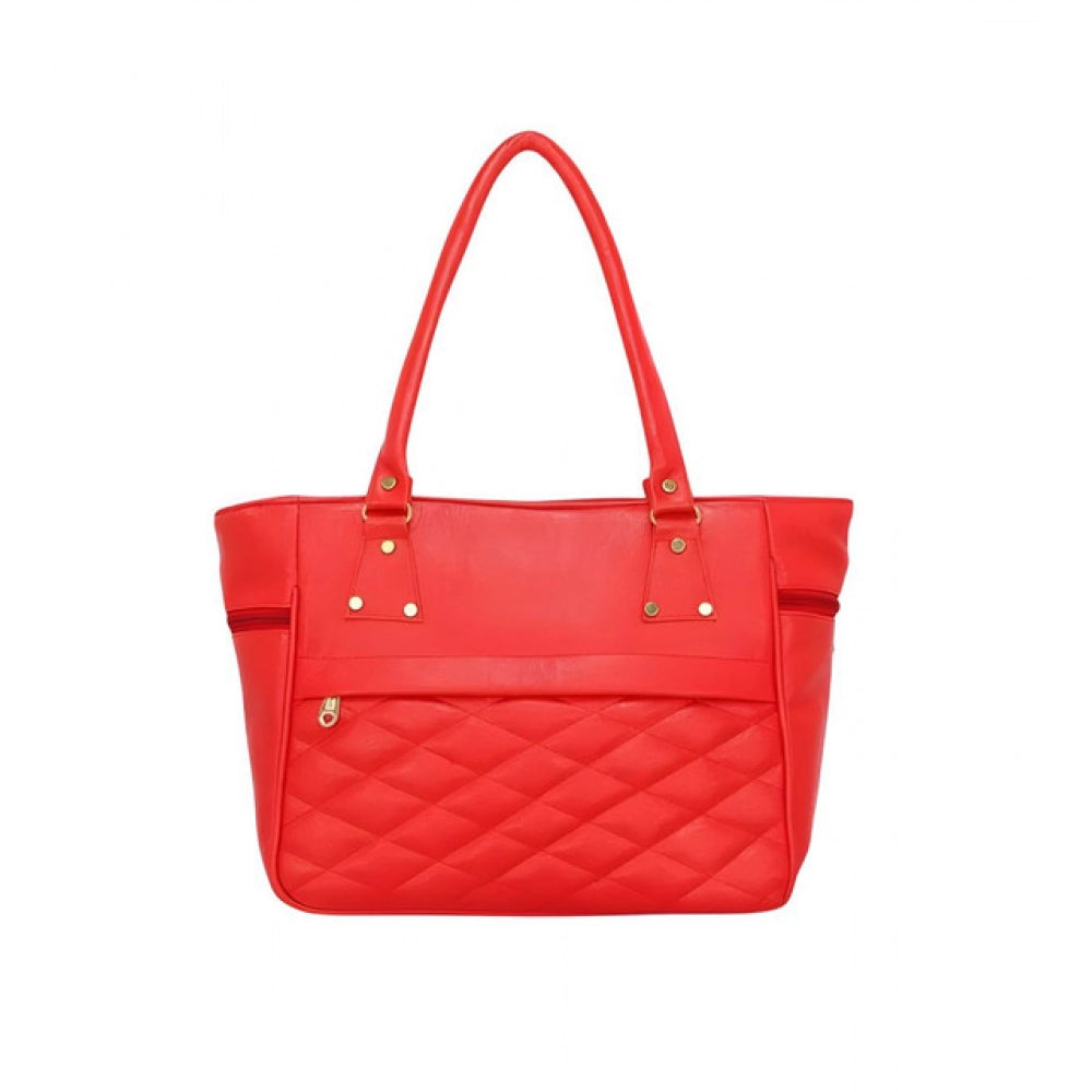 Suvarnika Women's PU Leather Solid Shoulder Zipper Handbag (Red)
